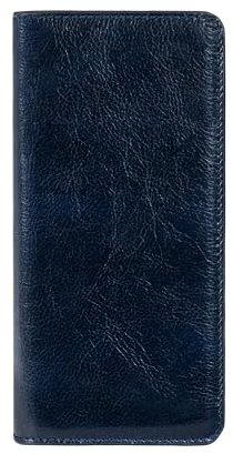 Time Resistance Blau Leder Anzug Geldbörse – Vollnarbenleder Geldbeutel hergestellt in Italien – Schlankes Portemonnaie – 100% Leder Brusttasche – Hohes Billfold-Kartenetui – Slim Suit Wallet