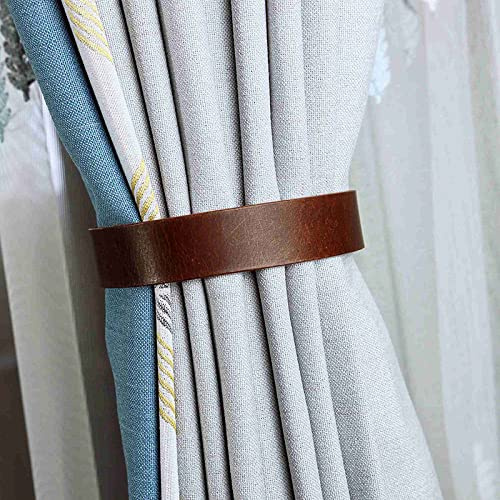 qbodp 2 Stück Leder-Vorhang Raffhalter, Heimdekoration, Raffhalter Für Vorhänge, Elegante Dekorative Vorhanghalter, Vorhang-Krawatten, Dekorativ, Dunkelbraun