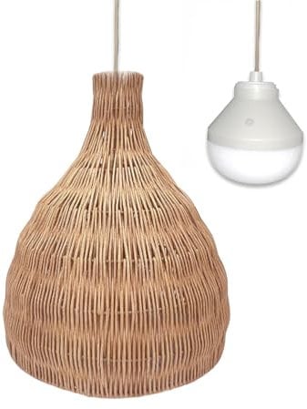 Suspension BELLA NOMAD en rotin naturel style bohème avec ampoule LED blanc/RGB nomade
