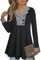 GUUKA Ladies Casual Long Sleeve V Neck Swing Tunic Tops Loose Pleated Pullover Sweatshirt Longline Autumn Jumpers Sweater For Women UK(Black White,M)
