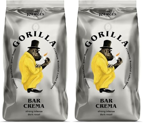Joerges Kaffee ganze Bohnen Espresso Gorilla Bar Crema, 1 kg (Packung mit 2)