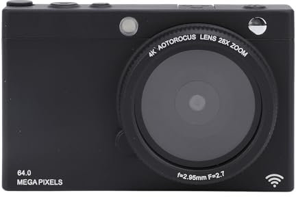 64MP, Cámara Digital 4K con Zoom Digital 28X, Filtro Retro de Belleza, Cámara de Video Digital Portátil, Enfoque Automático, Interfaz de Zapata, Material ABS, Batería de 3600mAh