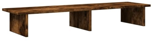 vidaXL Monitorständer, Schreibtischaufsatz für 2 Monitore, Unterbau Bildschirm Laptop Ständer, Tisch Erhöhung für PC Monitor Drucker, Räuchereiche Holzwerkstoff