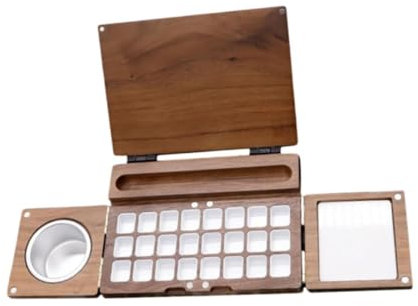 Dickly Caja de Pintura de Acuarela, Bandeja de Madera para Pintura, Bandeja para Mezclar Gouache, Paleta vacía Plegable para Pintores de Manualidades de