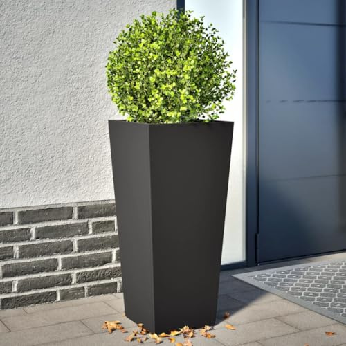 Homgoday planteringskruka 2 st. Högbädd i metall, trädgårdsrabatt, blomkruka, planteringskruka, växtbädd, växtlåda, blomrabatt, blomlåda, kallbänk, svart 35 x 35 x 75 cm stål