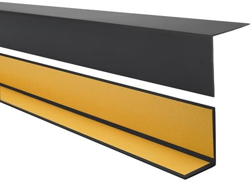 Quest PVC Winkelprofil Kunststoff Selbstklebend Kantenschutz Eckenschutz Eckleiste Winkelleiste, 50x20mm, 150cm, schwarz
