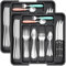 Lifewit Bandeja Cubiertos Cajon,BPA Free Organizador Utensilios Cocina, Cubertero Extensible para Cuchillos/Tenedores, Separador Herramientas Encimera, Almacenaje Accesorios Armario, 2 Paquetes Negro