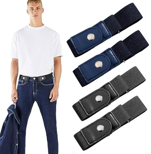 CPRNQY 2-Paare Gürtel Ohne Schnalle, Gürtel Ohne Schnalle Herren, Ohne Schnalle Gürtels Damen, Herren Schnallenfrei Elastischer Gürtels Schnallenloser Stretch Taillengürtel Unsichtbarer für Jeans