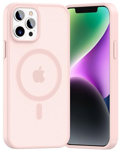 Opkiegrn Coque pour iPhone 13 Pro, Compatible avec MagSafe Recharge sans Fil, Protection Antichoc, Anti-Jaunissement,Dos Anti Rayures PC Magnétique Étui Housse pour iphone 13 Pro,Rose pâle
