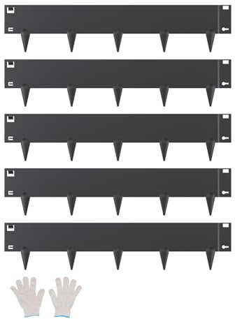 VEVOR Bordure de Jardin en Acier, Lot de 5, Bordures Paysagères en Métal, 990 x 207 mm, Résistante à Rouille, Installation Simple, Bandes Pliables pour Séparateur de Chemin de Cour, Pelouse, Noir