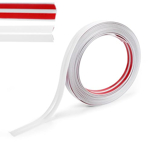 5m Weichsockelleiste Selbstklebend, PVC Kantenschutz Selbstklebend, Weiß Kantenschutz Wand, Zierleisten für Wand, Decke, Boden, Schränke, Fliesen, Spiegel, Kanten