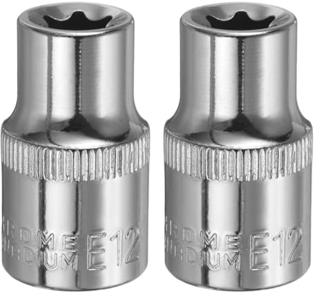 QUARKZMAN 2 douilles E-Torx 1/2 E12 externes profondes en Cr-V 6 cannelures, pour réparations auto, bricolage et artisanat, longueur 1,5