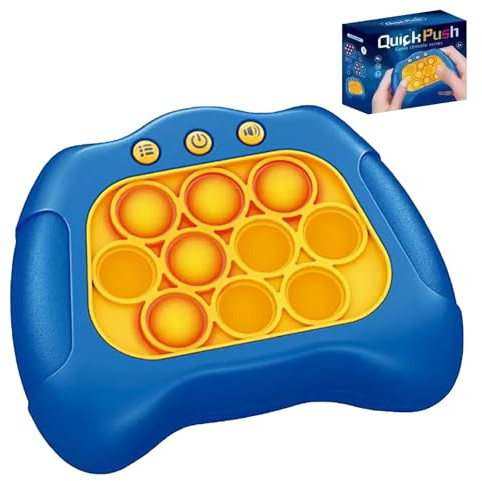 Aionly Quick Push Pop Game Fidget Toy for Kids Light Up Blue | Ages 6-10 Years, Sound Effects, Bubble Puzzle Console, Sensory Play, Handheld Controller, Game Machine, No includ Battery