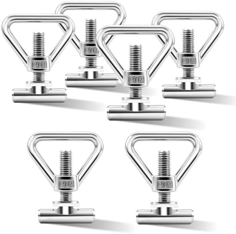 jwtyu Juego de 6 argollas de amarre para asegurar la carga M10, accesorios de acero inoxidable para vehículos recreativos, sistema de rieles de fijación para VW T5 T6 T6.1, capacidad de carga 100 kg