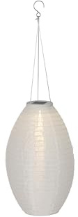 Lumineo Solar LED Gartenleuchte 22x33cm Nylon Weiß/Warmweiß - Laterne Solarleuchte für Garten Balkon - Lampion Hängeleuchte Außenleuchte - Solarlampen für Außen - Deko Outdoor