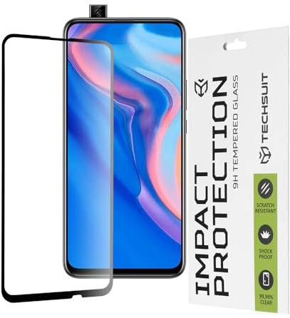 Techsuit Displayschutzfolie für Huawei P Smart Z, Y9 Prime 2019 Gehärtetes Glas mit 9H Härte, Vollständige Abdeckung, Stoßschutz, Oleophobe Beschichtung, Anti Fingerabdruck, 111D Full Glue