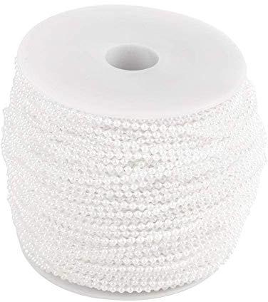 Walfront 100 m Perlenband Kunstperlen, Perlenkette für Perlen Girlande, Hochzeit Perlenschnur Basteln Dekoration, Durchmesser 2,5 mm Perlengirlande(weiß)