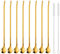 SBOMHS Wiederverwendbare Strohhalme Löffel 18/8 Edelstahl 8 Stück Trinkhalmlöffel Gold mit 2 Bürsten Cocktail Latte Macchiato Löffel 21,5CM