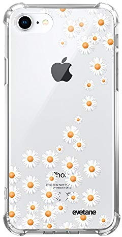 Evetane - Silicone Case Compatible with iPhone 7/8/iPhone SE 2020/2022 - Soft and Reinforced Protection - Shockproof Corners - Thin and Transparent - Back Cover Protector - Daisy
