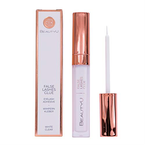 BeautyU® False Lashes Glue Wimpernkleber für künstliche Wimpern I Stark haftender Wimpernkleber für Wimpernverlängerungen mit Mini-Applikationsbürste I Strip Lash Glue, bis zu 7 Tage halt I 5ml