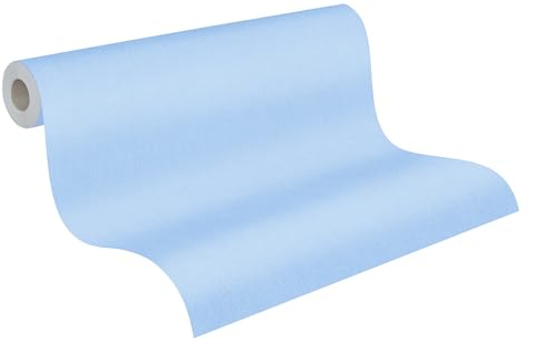 A.S. Création Unitapete Little Love Tapete einfarbig unifarben PVC-freie Vliestapete blau seidenmatt glatt 383273