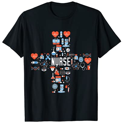 Enfermera Médico Cruz Corazones Vaso Laboratorio Latido RN Camiseta