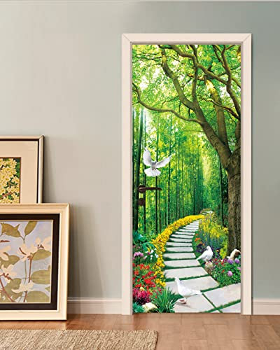 FLFK 3D Türtapete Selbstklebend TürPoster 77x200cm-Aisle to Forest Landschaft Türaufkleber Abziehen und Aufkleben Mauer Aufkleber Zuhause Dekor(2 Stk/Set)