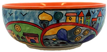 Gall&Zick Salatschüssel Nachtischschale Keramik Handbemalt 19.5cm x 7.5cm 1500ml Steinzeug Spülmaschinenfest Mikrowellentauglich