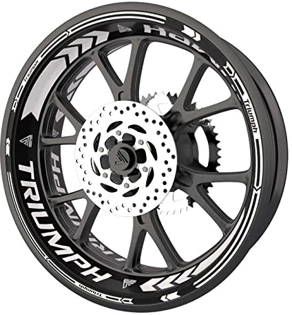 Juego completo de adhesivos para llantas de moto Triumph de calidad Premium (2 ruedas) (blanco)