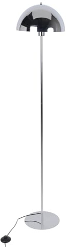 Corep Lampadaire design rétro métal chrome silver ICONE H150cm, avec abat-jour champignon.