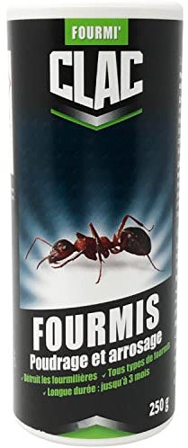 Clac® Poudre Insecticide Anti-Fourmis 250 g – Élimine Fourmis, Fourmilières, Puces, Cafards, Scorpions – Efficacité Longue Durée jusqu'à 3 Mois – Usage Intérieur et Extérieur