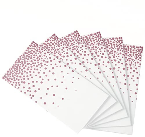 Neatiffy 137 cm x 274 cm 6er-Pack rechteckige Tischdecken aus Kunststoff für Picknick-/Camping-/Party-/Bankett-Tischdecken. Einweg-/Mehrwegtischdecken Weiß mit Roségoldenen Punkten