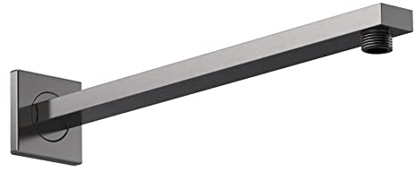 nuie ARM713 Windon Modern Bathroom Square Wall Mount Rectangular Shower Arm, 355mm, Brushed Pewter