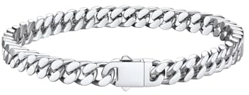 Bestyle 5mm Panzerkette Armband Herren Silber Cuban Armbänder Edelstahl breits massives kubanisches Armkette Hip Hop Bracelet 21cm lang Geschenk für Männer Jungen Damen