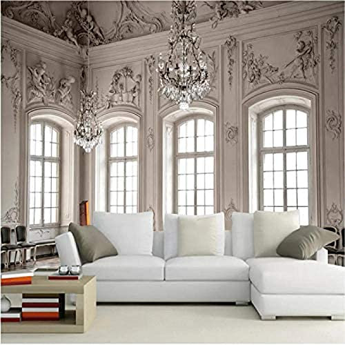Vintage Europäisches Gebäude Hintergrund Wand Fototapete 3D Grau Geprägte Kleine Engel Windows Wandbild Tapeten Wohnkultur Fototapete 3D Effekt Wohnzimmer Schlafzimmer Kinderzimmer-400Cm×280Cm