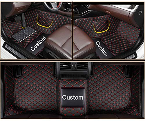 maiqiken Anpassen Auto FußMatten für 95% Auto Modelle 2000-2025 Autofussmatten 3D Luxus Anti-Rutsch PU-Leder Nach Maß Fußmatten (Schwarz Rot)
