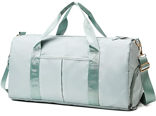 Sporttaschen für Damen und Herren, Reisetasche und Handtaschen - mit Schuhfach und Nassfach - Travel Bag für Sport, Fitnessstudio, Duffle Bag für Wochenendreisen (Hell-grün)