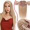 Elailite Topper Haarteil Echthaar Clip in Toupet Frauen Balayage Blond 30cm 40g Seide Basis Clip in Extensions Haarverlängerung 130% Dichte Remy Silk Base Glatt 12