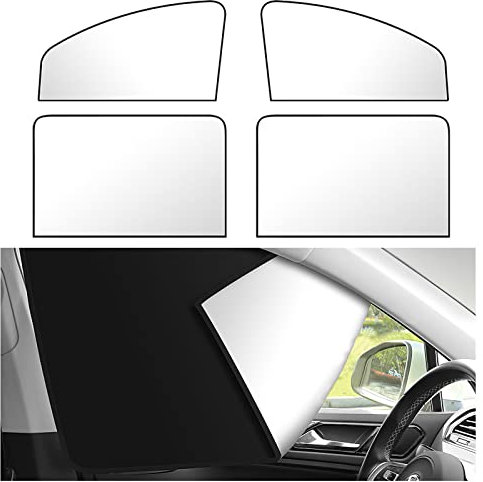 Car Side Window Shades, 4 PCS Magnetic Car Sunshades with UV Protection, Universal Curtain for Front and Rear Side Windows, Windscreen Sun Shade Visor Blinds for Baby, Pet Privacy, Blockout, Opaque