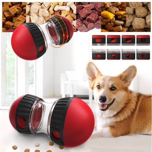 Mokeum Futterball für Hunde, Hundespielzeug Intelligenz, Leckerli Spielzeug Hund, Snackspender für Hunde Puzzle-Spielzeug, Interaktives Hundespielzeug für Kleine, Hunde (rot)