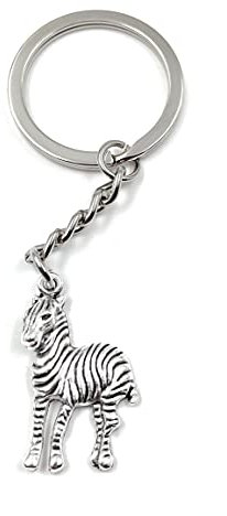 Onwomania Porte-clés zèbre rayé en métal porte-bonheur dans une boîte cadeau en aluminium, idéal pour offrir, argenté, taille unique