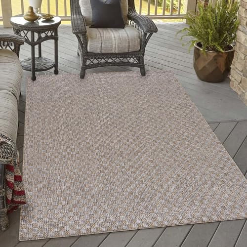 Mazovia Groß Outdoor-Teppich Terrasse 240x330cm Braun Einfarbig Wetterfest