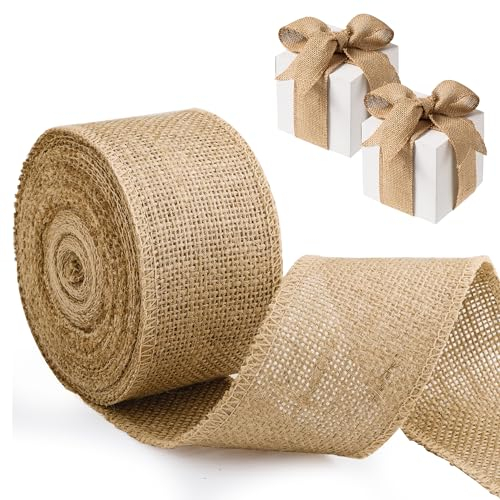 Roosea Juteband Natur 10M Burlap Vintage Geschenkband Juteband 6 cm Breit Burlap Band Vintage Sackleinen Decoband Jutebandrolle Natürliche Sackleinen Juteband für Geschenkverpackung DIY Handwerk Deko