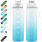 EYQ 1L Trinkflasche, Wasserflasche mit Strohhalm, Tritan BPA Free Auslaufsicher Sport Flasche, Sportflasche mit Zeitmarkierung für Schule Fitness Gym Sport