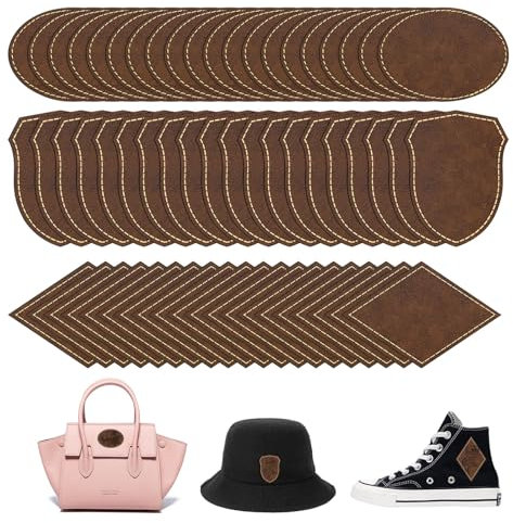 Lucxhcky 60 Stück Rustikale Lederflicken für Hüte, 3 Arten Sublimationshut, selbstklebender Lederreparaturflicken für Kleidung, Jacken