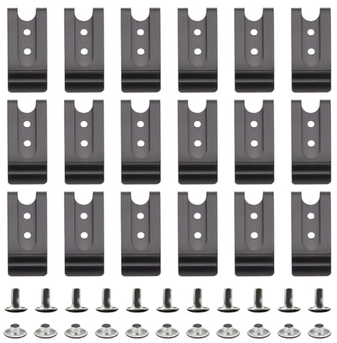 PLIGREAT 18 Stück schwarzes Metall Gürtelclip Verschluss Federschnalle Haken, Gürtelclip Doppellöcher Gürtelclip mit 36 Paar Nieten für Taschen Gürtel Leder DIY Brieftasche