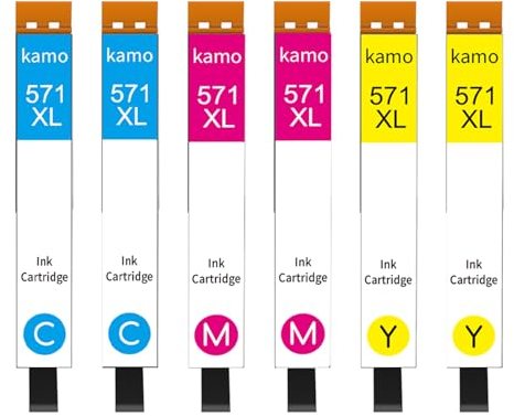 kamo 571 XL Druckerpatronen Kompatibel mit Canon CLI571 CLI-571XL Patronen Multipack (6er-Pack), für TS5050, TS5055, MG5750, MG5751, MG6850, MG6851, MG7750, MG7751, TS5051, TS6050, TS6052
