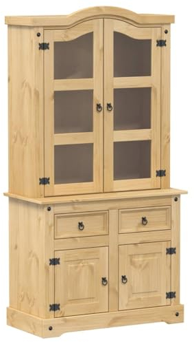 vidaXL Vitrine en Verre Corona 100x48,5x179 cm Bois Massif de pin, Armoire, Armoire avec Portes vitrées, vitrine avec Portes vitrées
