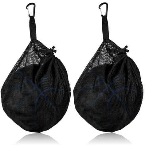 NQEUEPN 2st Einzelne Balltasche mit Reißverschlusstasche, Einzel balltasche Kordelzug Ball Netztasche Sportball Sling Back Tasche Rucksack zum Tragen von Basketball Volleyball Fußball
