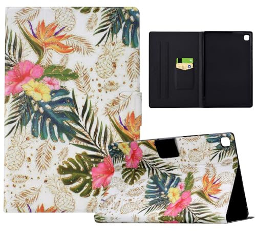 Coque pour iPad 9ème Génération 2021 10.2 / 8ème 2020 / 7ème 2019, Multi-Angle Support Etui à Rabat Housse de Protection Motif de Couleur avec Veille/Réveil Auto pour iPad 10,2, Ananas